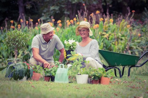 Lock icon over a garden service tablet representing secure Gardening Edmonton payments
